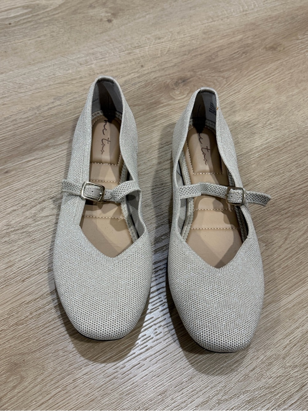 Mee too Women's Cream Mary Jane Flats with Buckle Strap